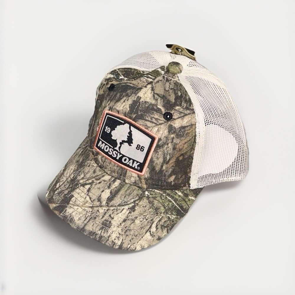 Mossy Oak Camouflage Trucker Hat Cap 1986 Patch Mesh Back Snapback OSFM NWT Sale