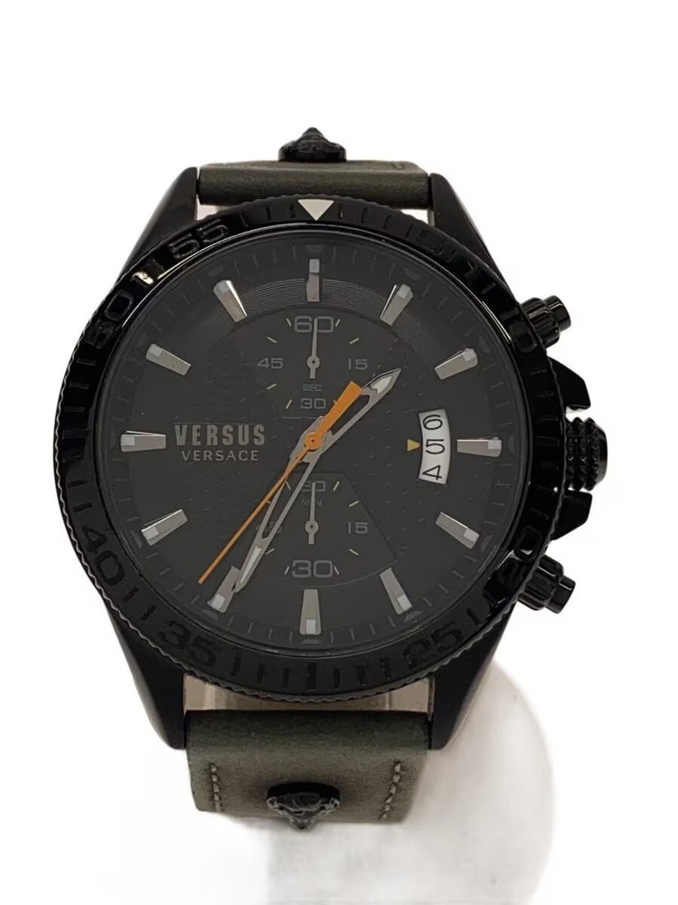 VERSUS VERSACE Quartz Watch Analog Leather BLK GRY