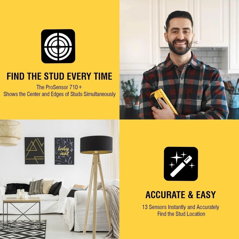 Accurate 710 Stud Finder with LED Display - Fast Detection and No Calibration