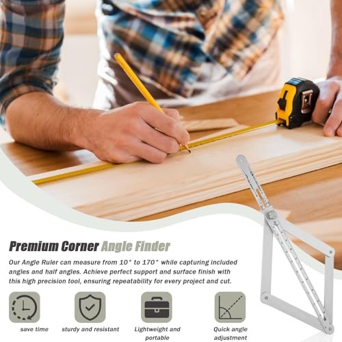 Corner Angle Finder Tool, Miter Saw Protractor with Scale, Miter Angle Silver