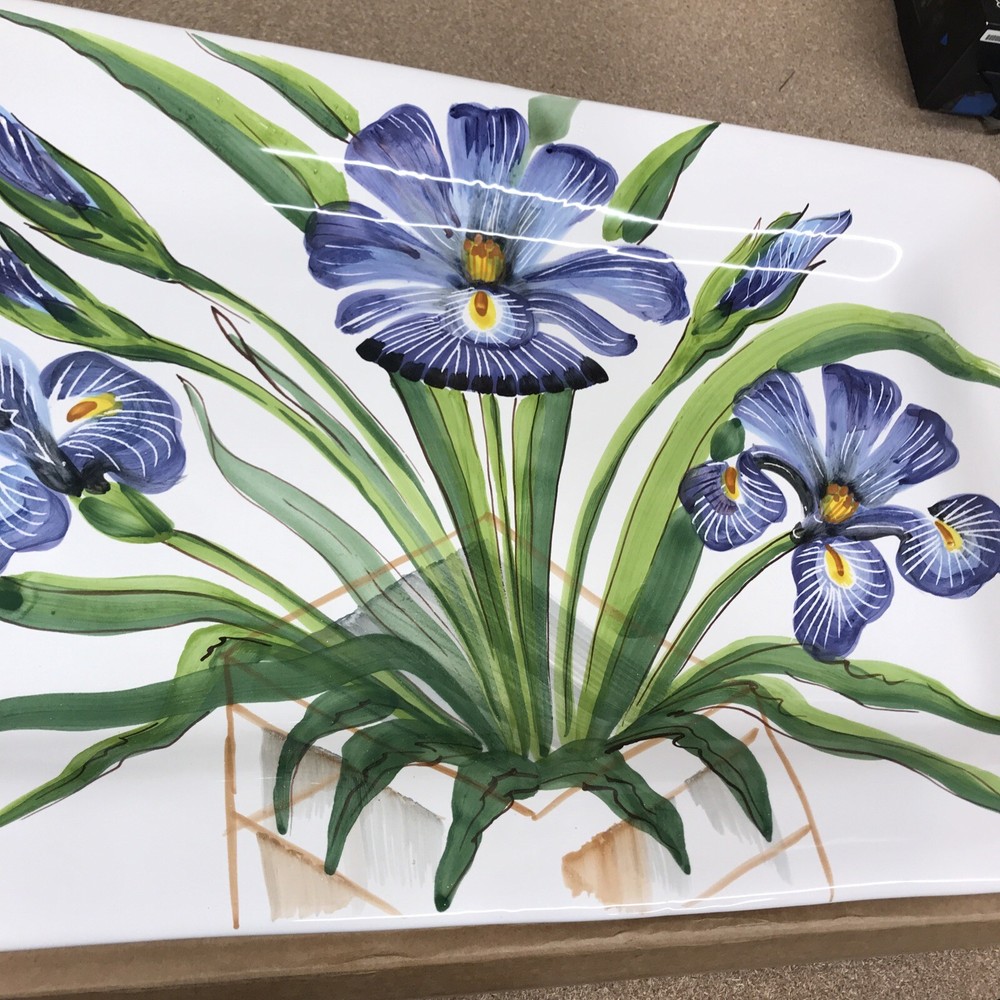 Vietri Wall Plates Iris Handled Rectangular Platter Flowers Italy WAL-7824