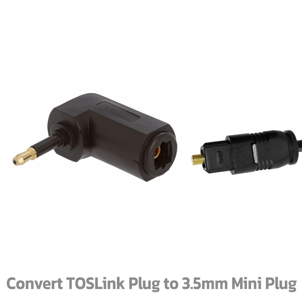 2 Pack TOSLink Optical Jack to 3.5mm Mini Plug Adapter 90 Degree Angle Converter