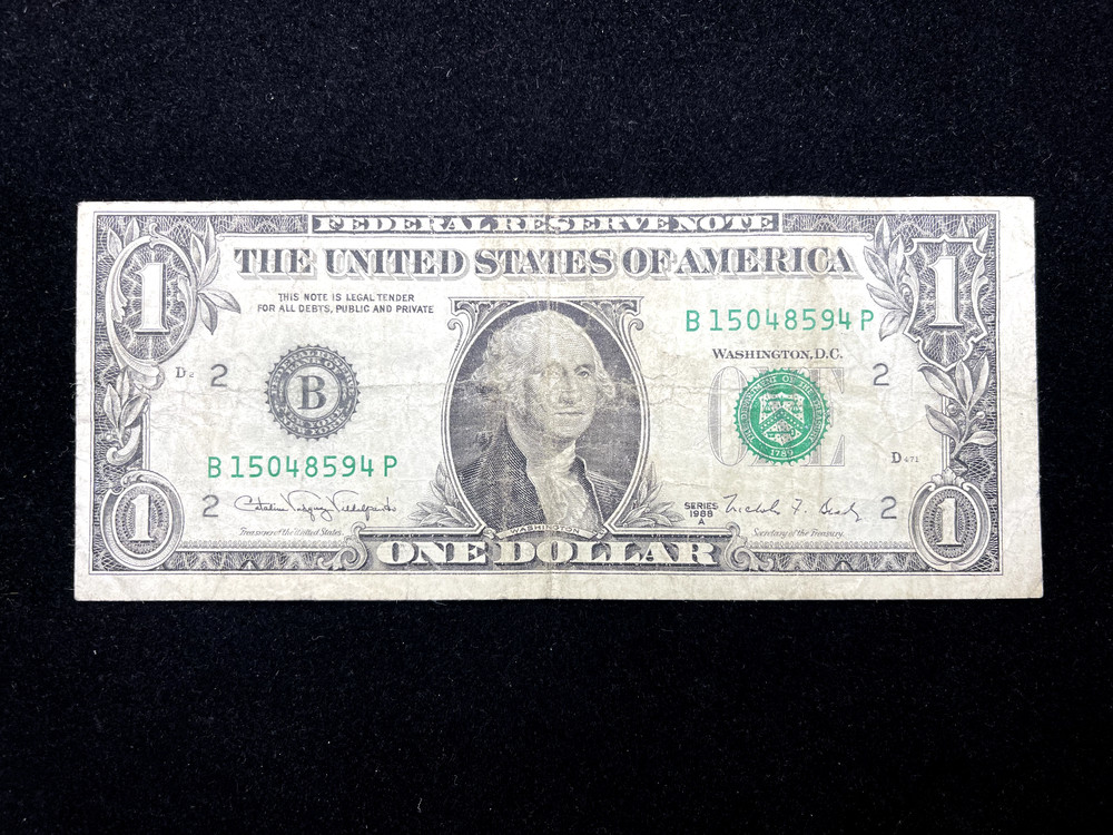 1988-A $1 Dollar *Partial Wet Ink Transfer Error*
