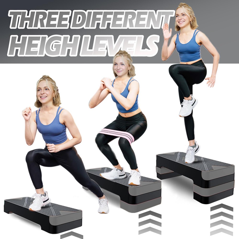 Adjustable Aerobic Exercise Step- Workout Step Platform, 26.5" Step Deck with...