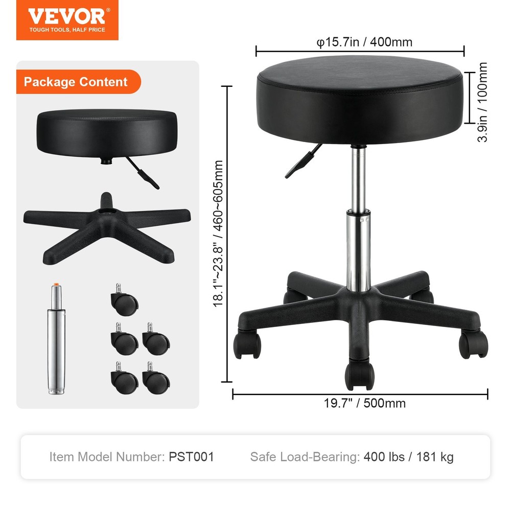 Rolling Stools with Wheels, 400 LBS Weight Capacity Adjustable Height Stool with