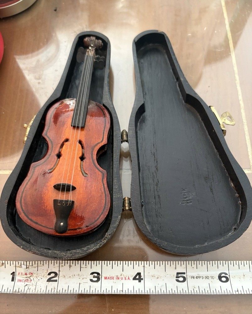 Miniature Violin With Case No Bow