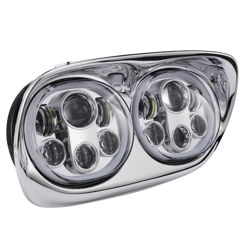For Harley Road Glide 2004-13 Chrome Dual Projector LED Headlight