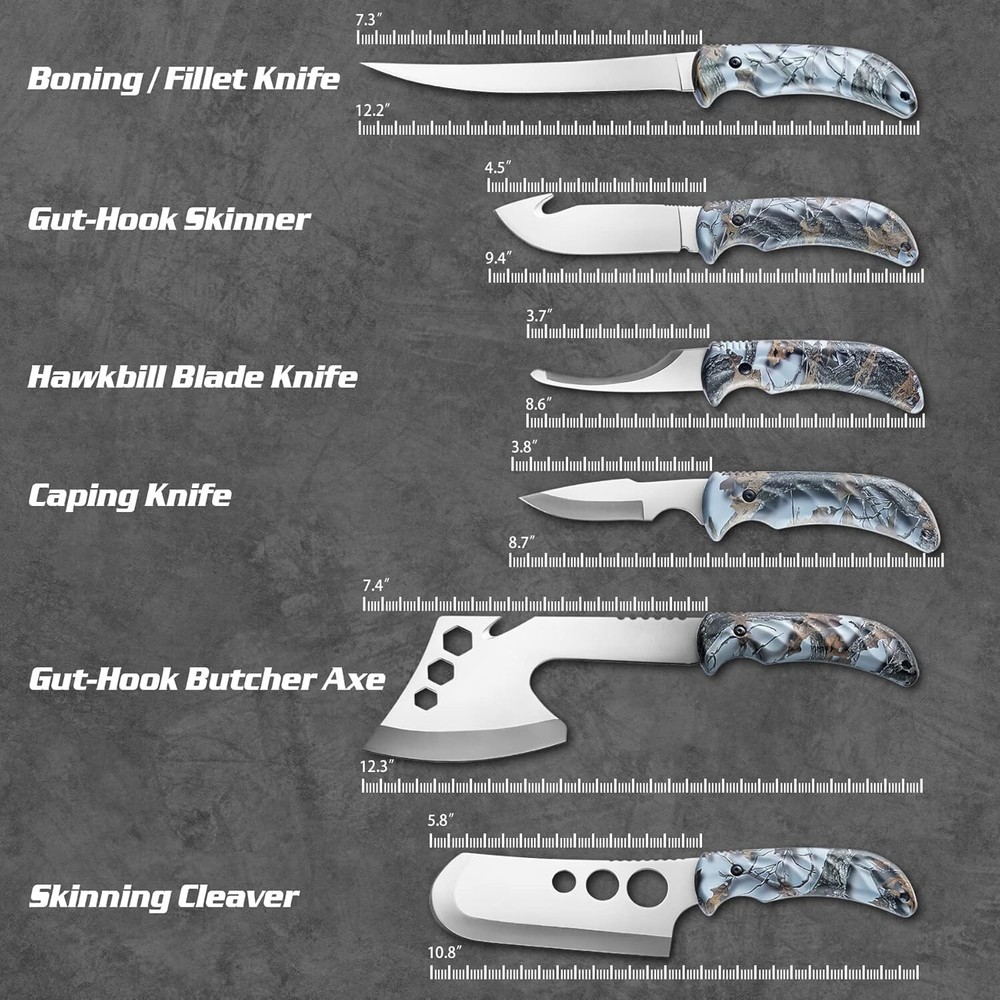 Hunting Deer Knife Set Field Dressing Kit Portable Butcher Game Processor Set...