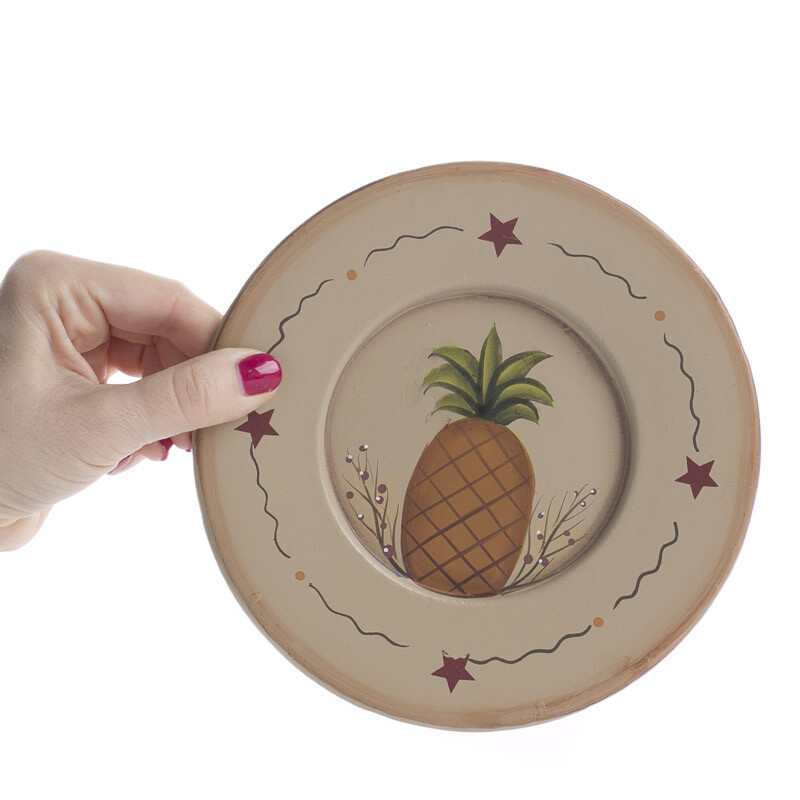 Prim Painted Pineapple Decorative Plate