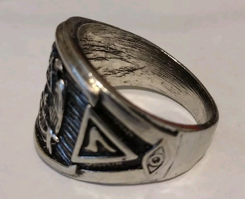 Silver Masonic Ring SIZE 9 Master Mason Scottish Rite 32° Freemason DBL Eagle