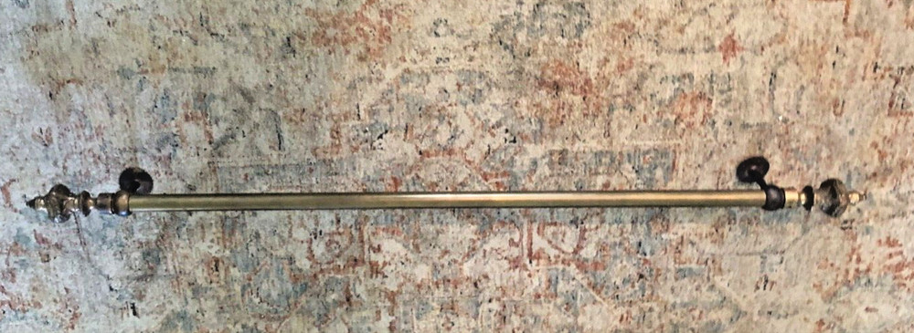 Vintage Brass Rail with Embossed Finial Ends 59" Long