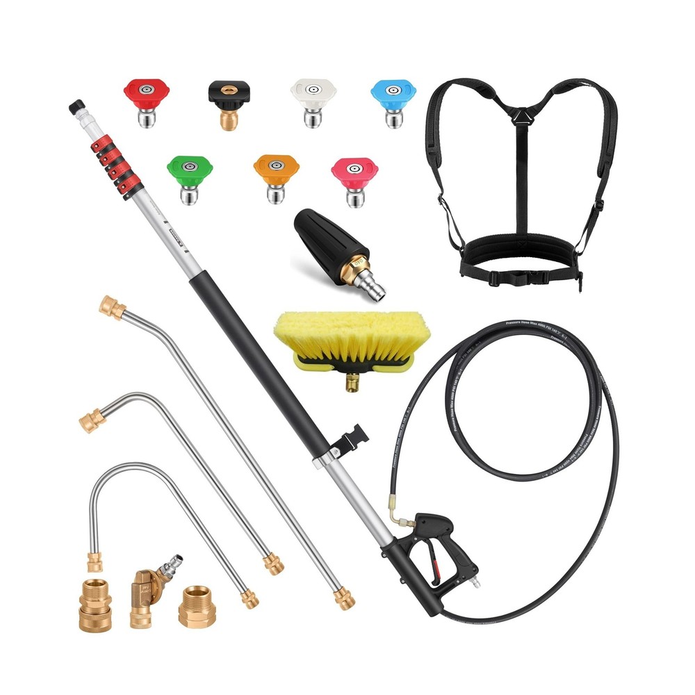 24 FT Gutter Cleaning Tools from The Ground - Telescoping Pressure Washer Wan...