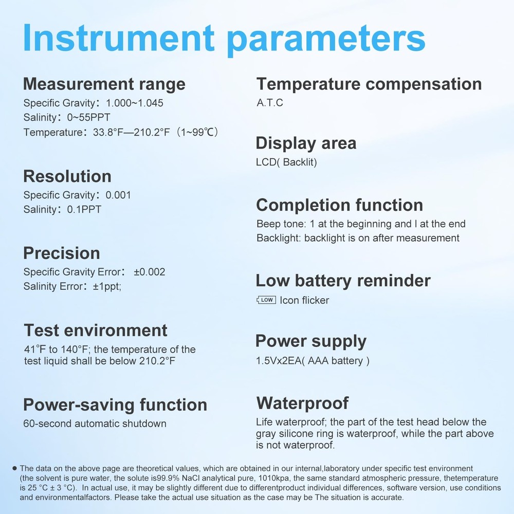 3in1 Salinity Meter for Saltwater Testing Specific Gravity, Temperature,