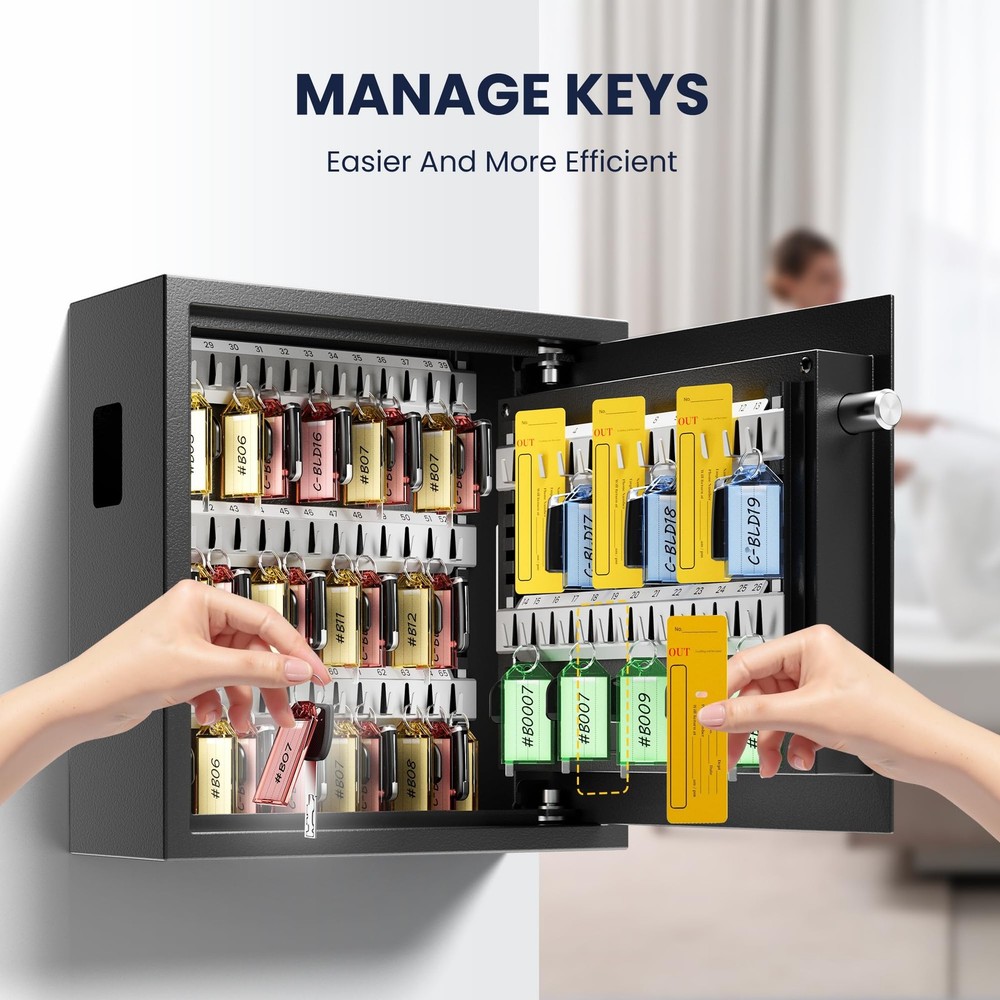 Heavy Duty 64 Keys Electronic Key Lock Box Wall Mount with Code, Key Cabinet ...