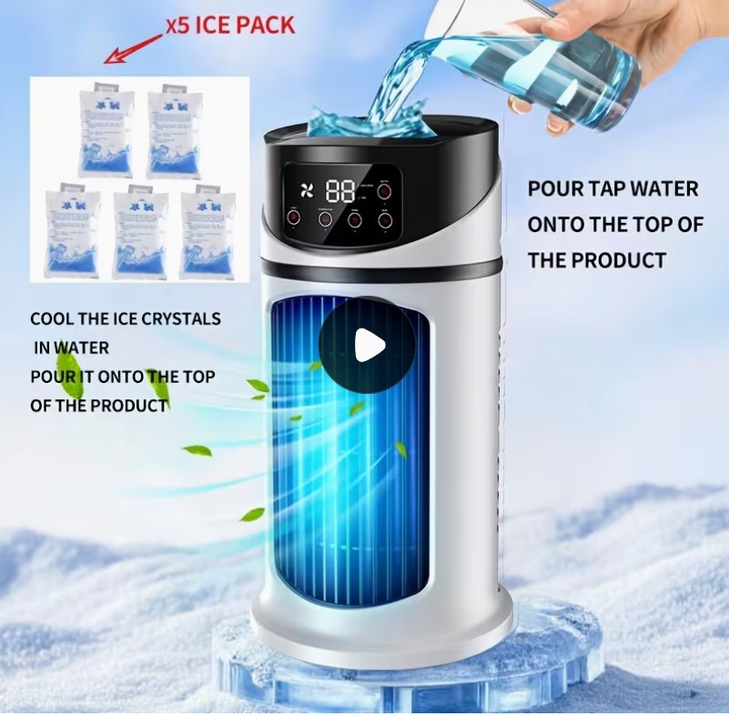 Conditioner & Humidifier Fan - 3-in-1 Mini Cooling System with Low Voltage