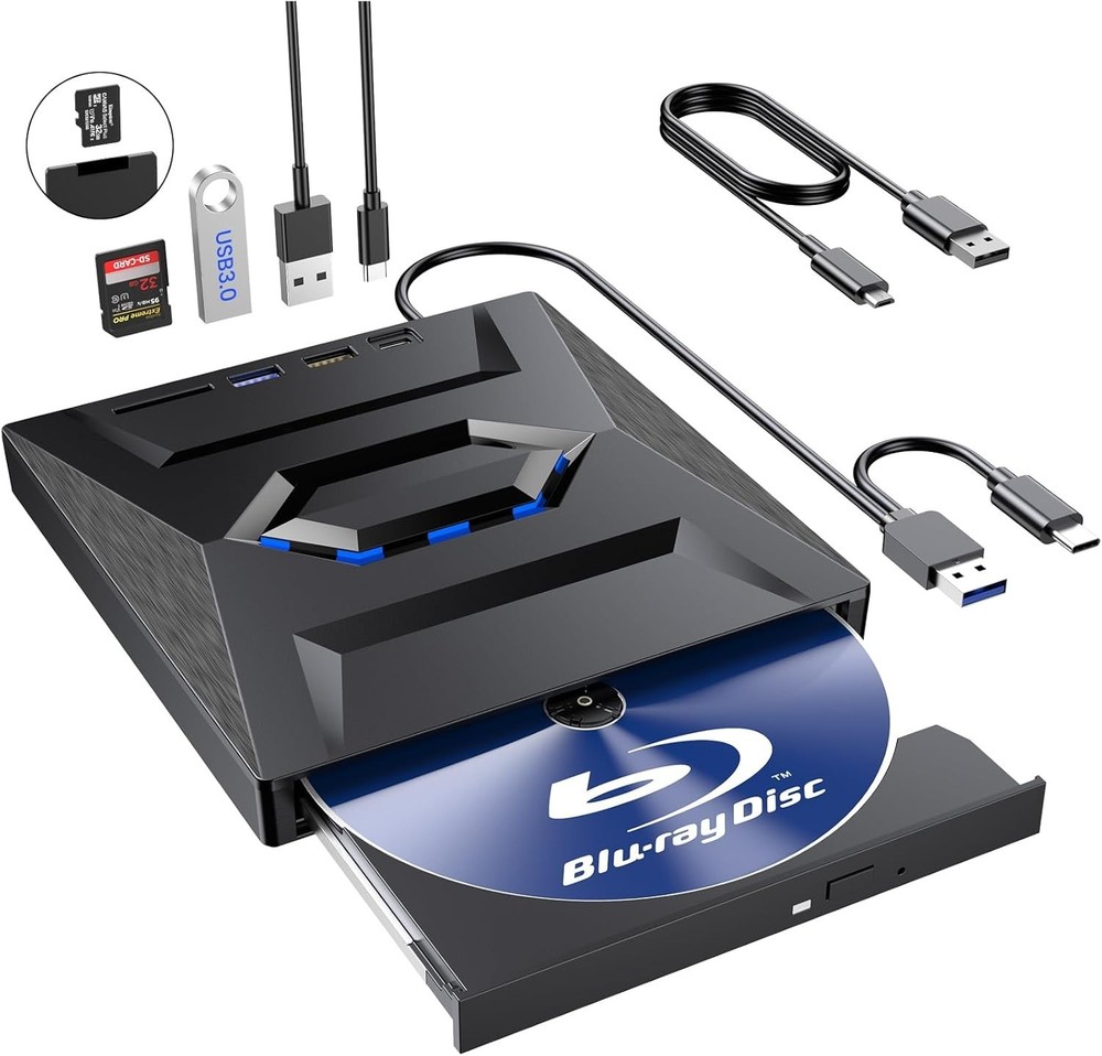 External Blu Ray Drive,Portable Bluray Player Writer Reader,CD Burner with USB 3