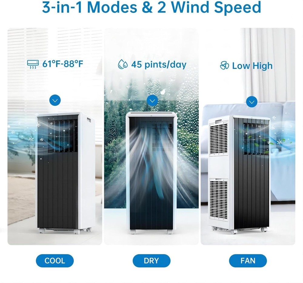 Portable AC Unit with Remote & Sleep Mode, 8,000 BTU Quiet Cooling for Dorm RV