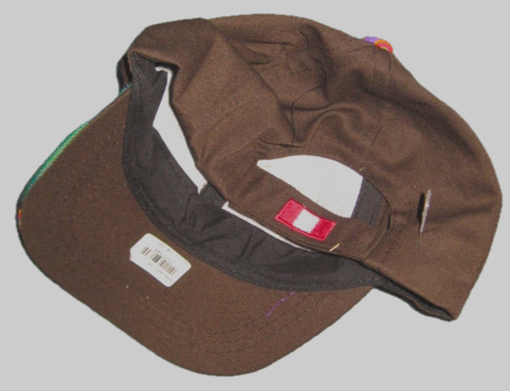 NEW Peru Strapback Hat With Multi Colored Woven Bill & Triple Embroidery