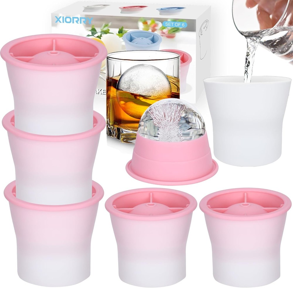 Upgrade Ice Molds 4 PCS Silicone Sphere Ice Mold Maker Stackable Easy Release