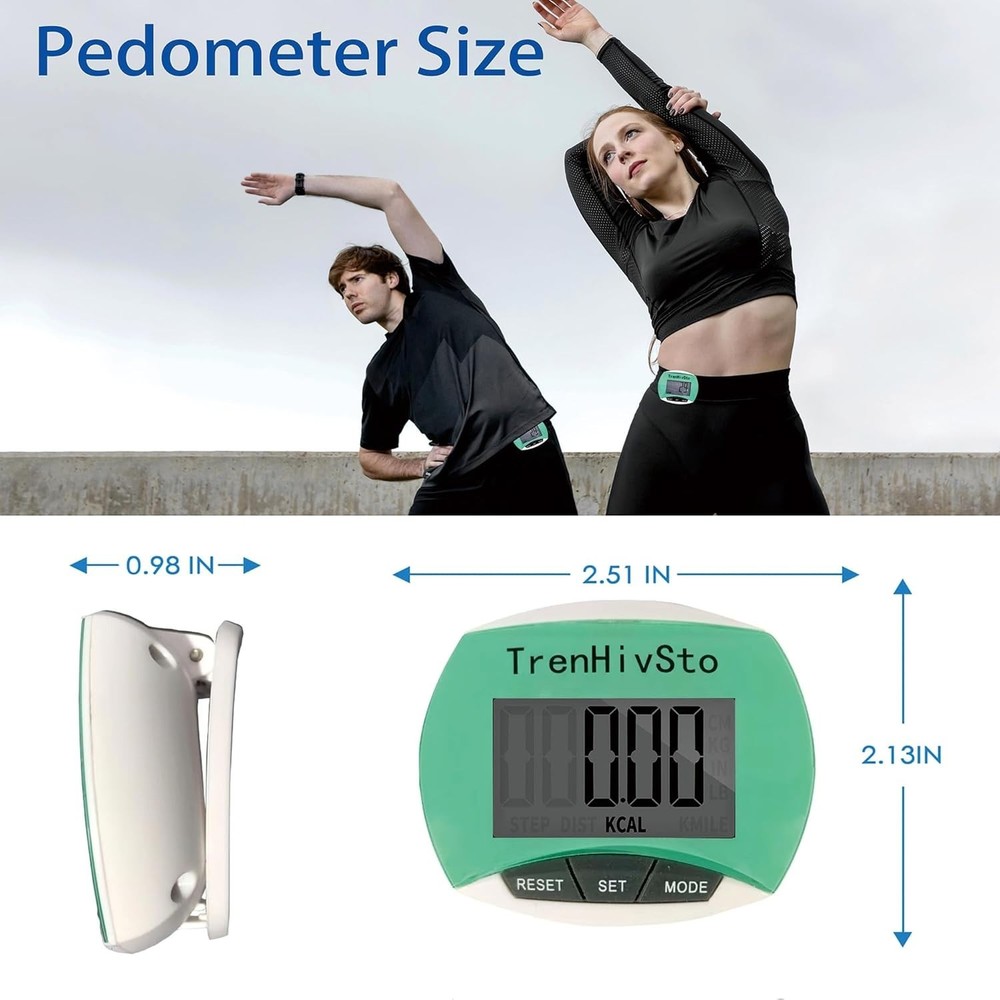 User-Friendly Step Counter Pedometer - 12- Battery Life, No Apps Needed