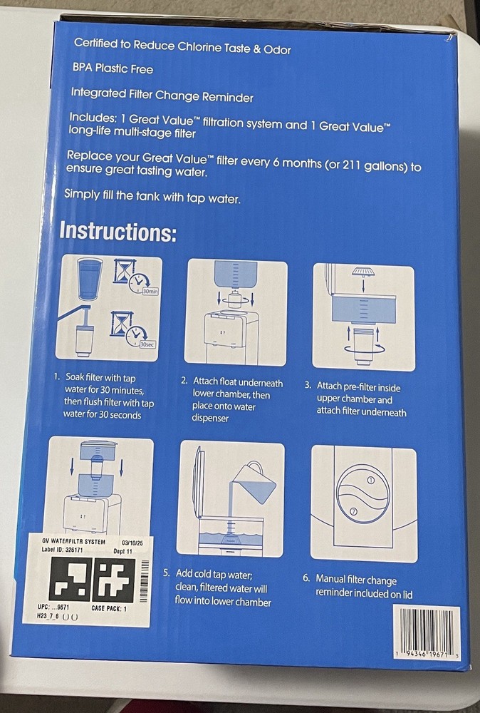 Reusable Water Filtration Tank for Top Loading Water Dispenser.