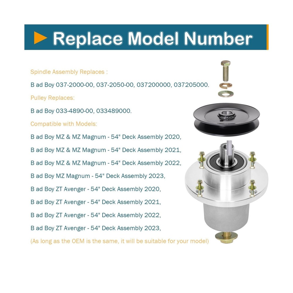 037-2050-00 Spindle Assembly with 033-4890-00 Pulley Replaces Bad Bo y MZ & M...