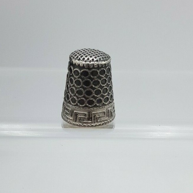 Silver 925 Vintage Greek Key & circle Design Thimble