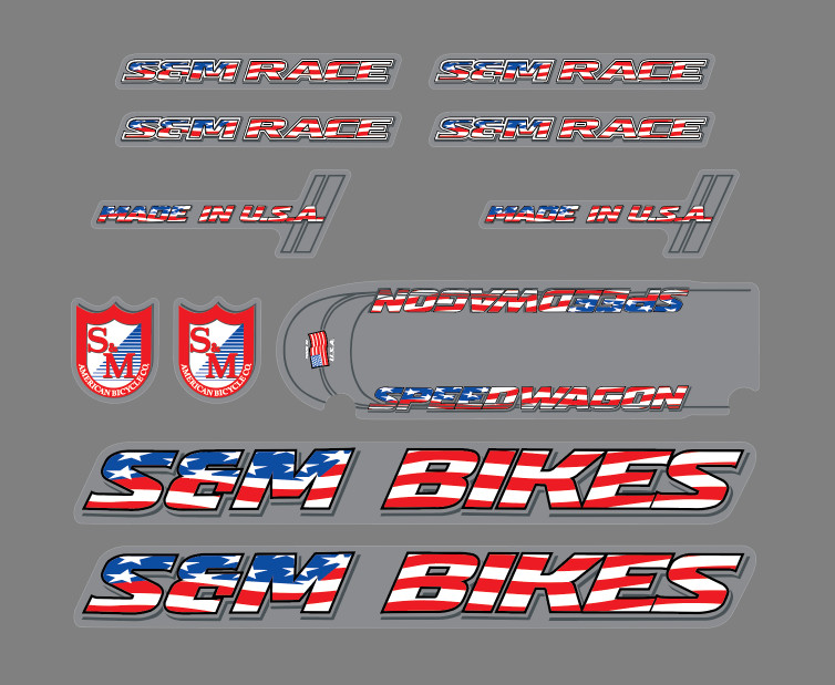 S&M Bikes Speedwagon Bmx Decal Set.  Custom Flags
