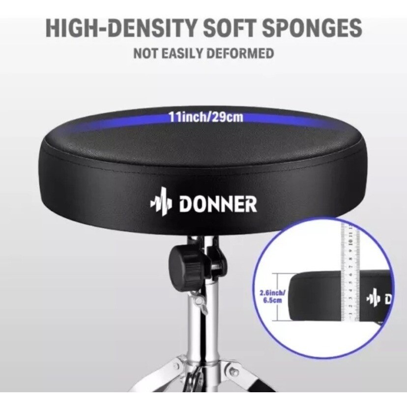 Padded Adjustable Drum Seat /Stool, with 5A Drumsticks