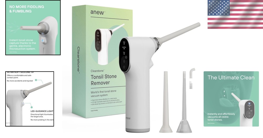 Instant Suction Tonsil Stone Remover - Compact Electric Device with LED Light