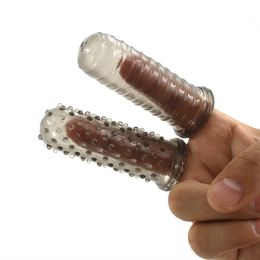 2PCS Finger Condom Sleeve Soft Silicone Stimulator Fun Tool Sensation Textured