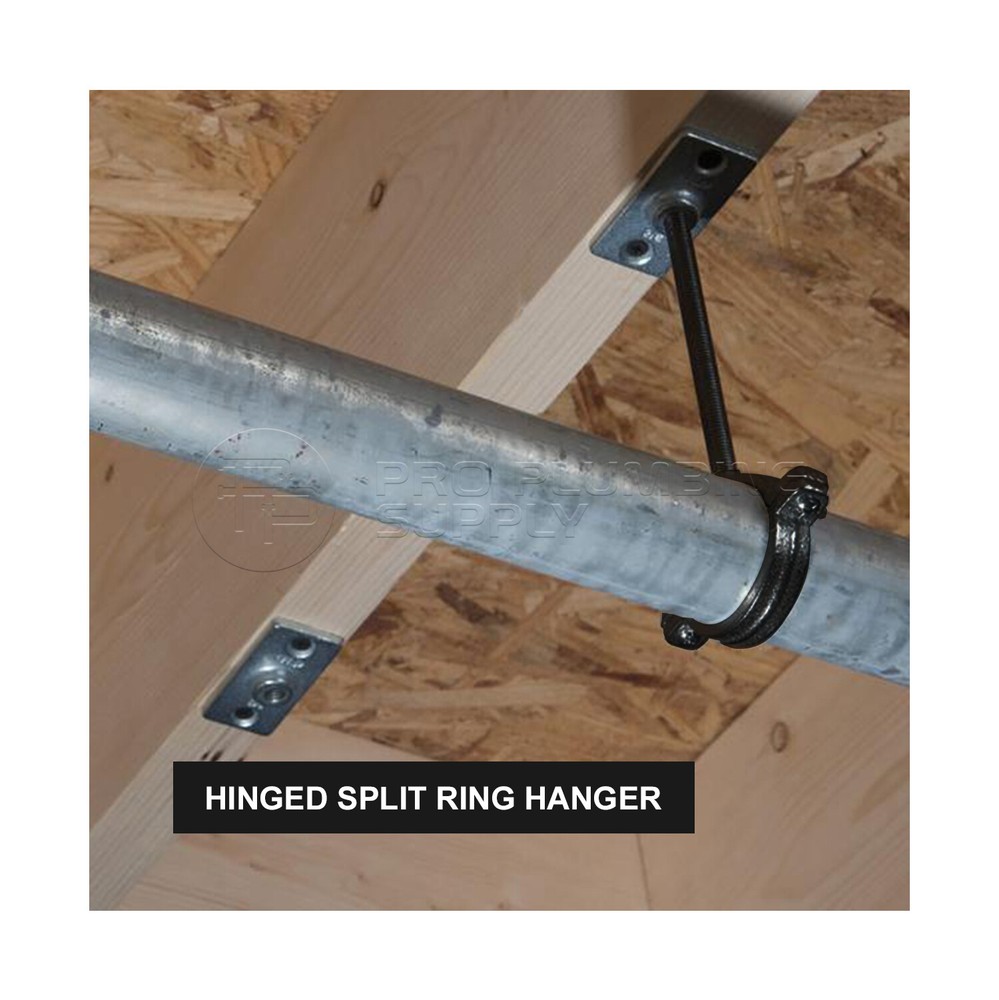 Highcraft Hinged Split Ring Pipe Hanger, Malleable Iron Clamp (10 Pack)