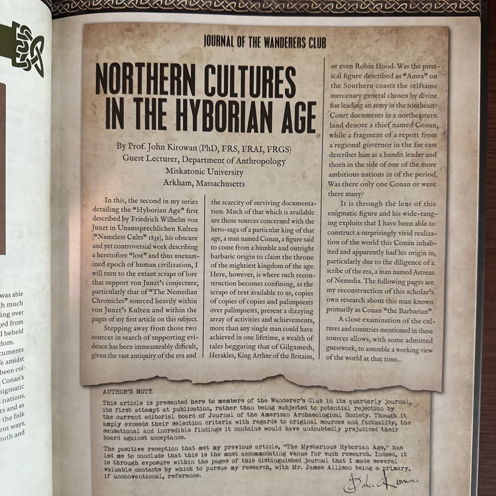 Modiphius Conan RPG Conan the Barbarian Sourcebook EX/NM