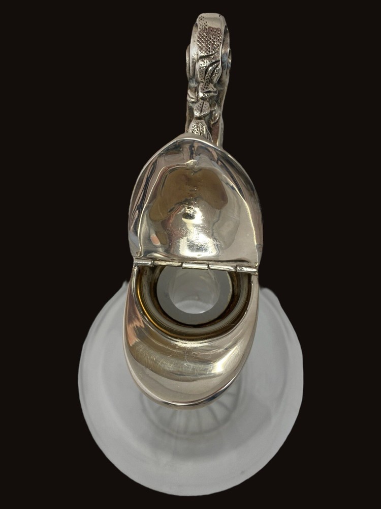 ANTIQUE FRENCH SILVERPLATE SOLID BRONZE CRYSTAL CARAFE PITCHER DECANTER