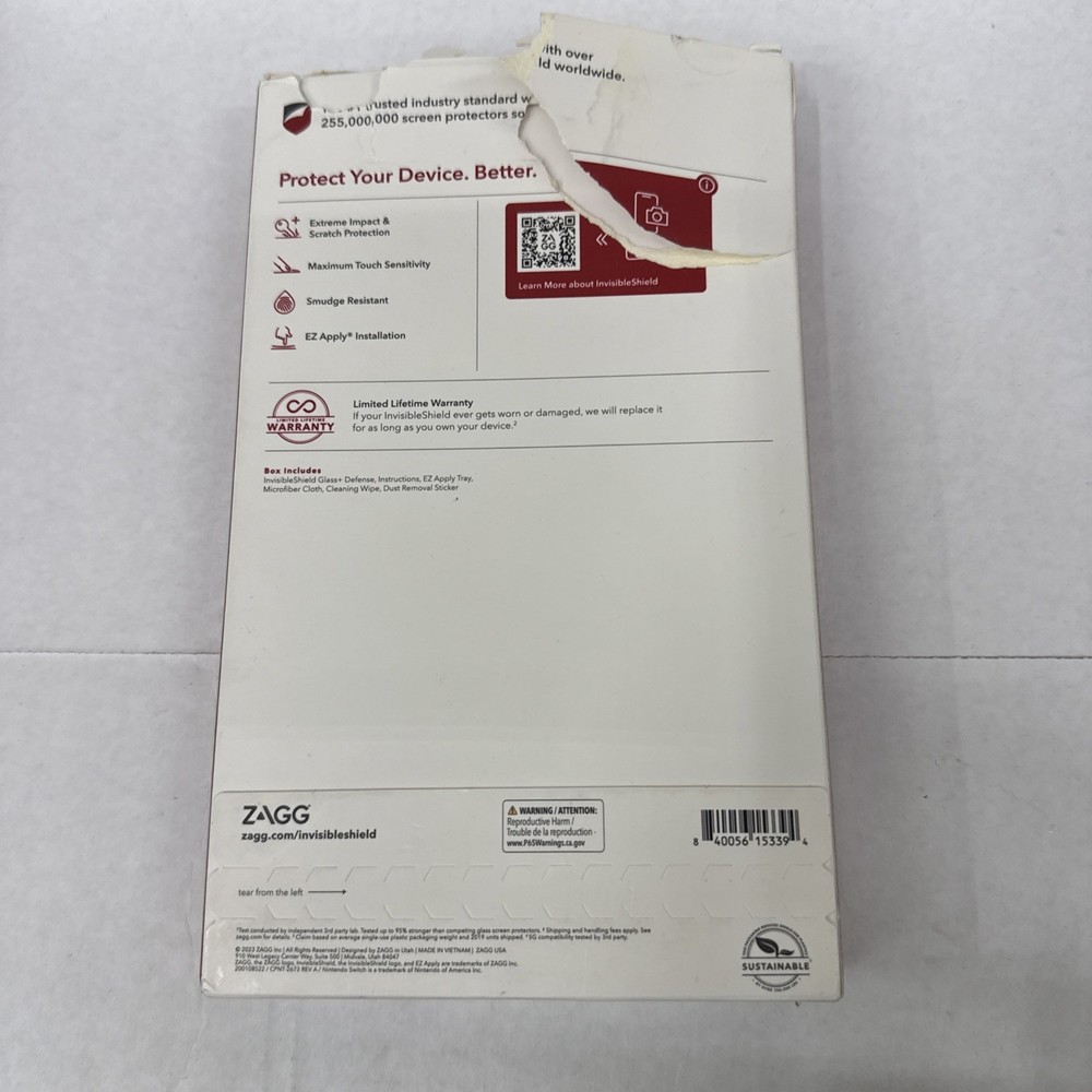 InvisibleShield Glass+ Defense Screen Protector Nintendo Switch OLED - Open Box