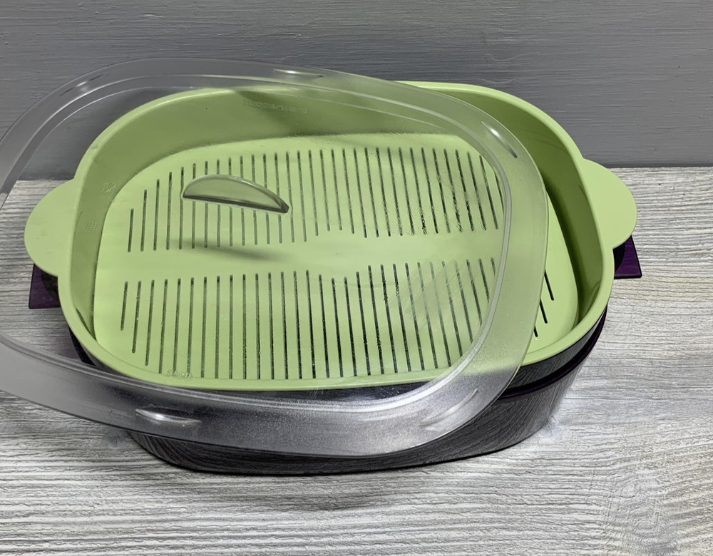 Tupperware Oval MicroCooker Microwave Steamer Set w/ Lid, Inserts, Manual
