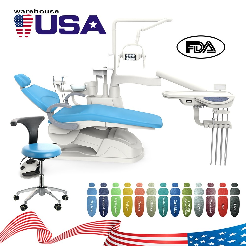 Dental Unit Chair Computer Control DC Motor +Stool /Moblie Delivery Suction Unit
