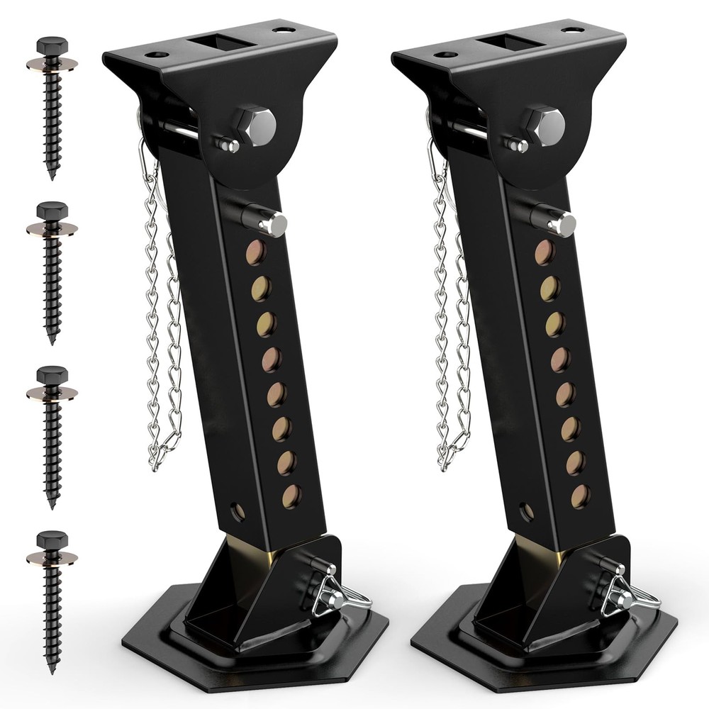Telescoping RV Camper Accessories - 2 Pack Trailer Stabilizer Jacks, Black