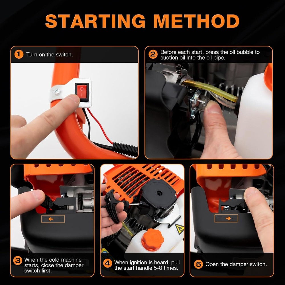 52cc Two-Stroke Auger Post Hole Digger with 3 Drill Bits for Efficient Digging