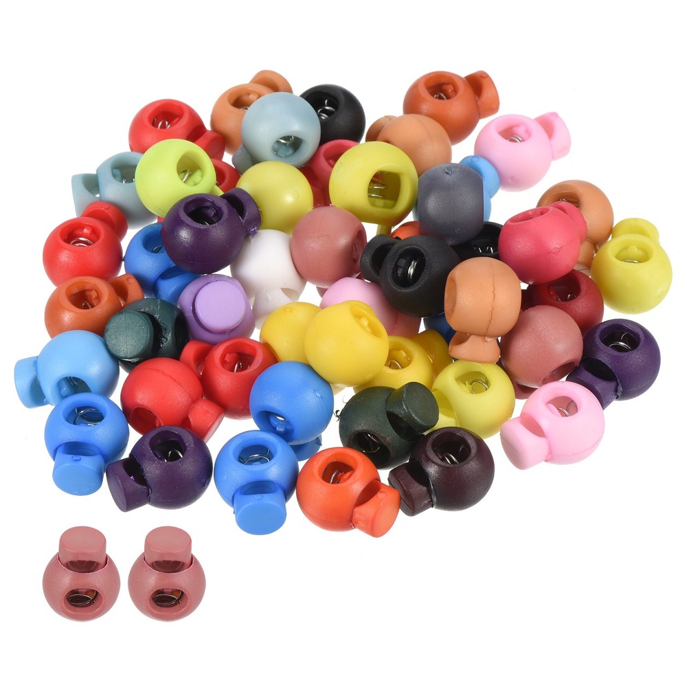 18mm Cord Locks Set, 50 Pack Multicolor Ball Spring Toggle Stopper