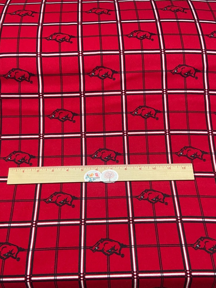 Arkansas Razorback Licensed Flannel Fabric BTY