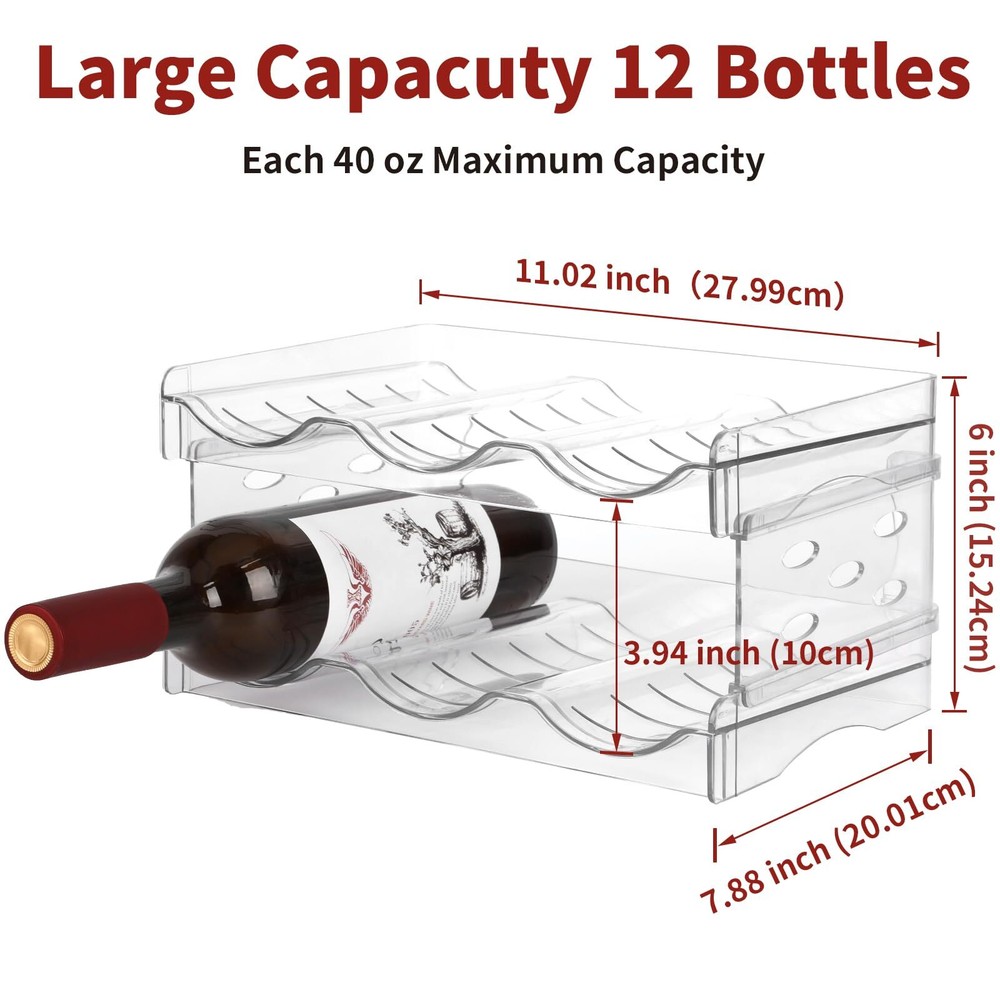 Wine Rack-4 Pack Stackable Wine Rack for 12 BottlesWine Rack for Inside Cabin...