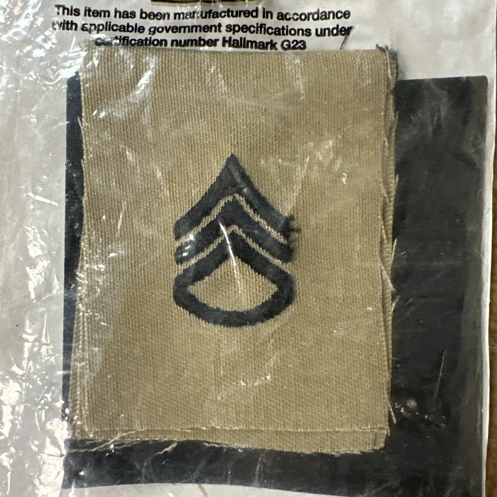 STAFF SERGEANT E-6 SEW ON RANK TAN EAR PLUG CASE BOOT BLOUSERS
