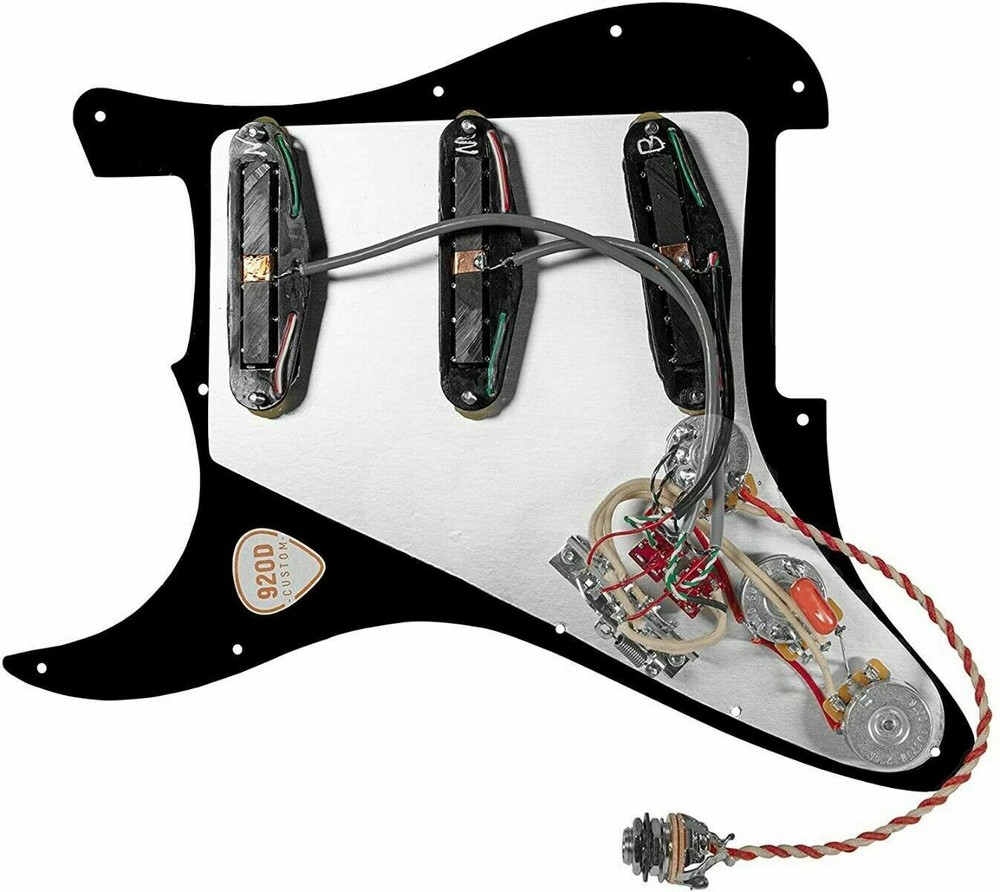 Black-White Polyphonics Loaded Pickguard 7-Way 2-Toggle for Strat Guitars 920D