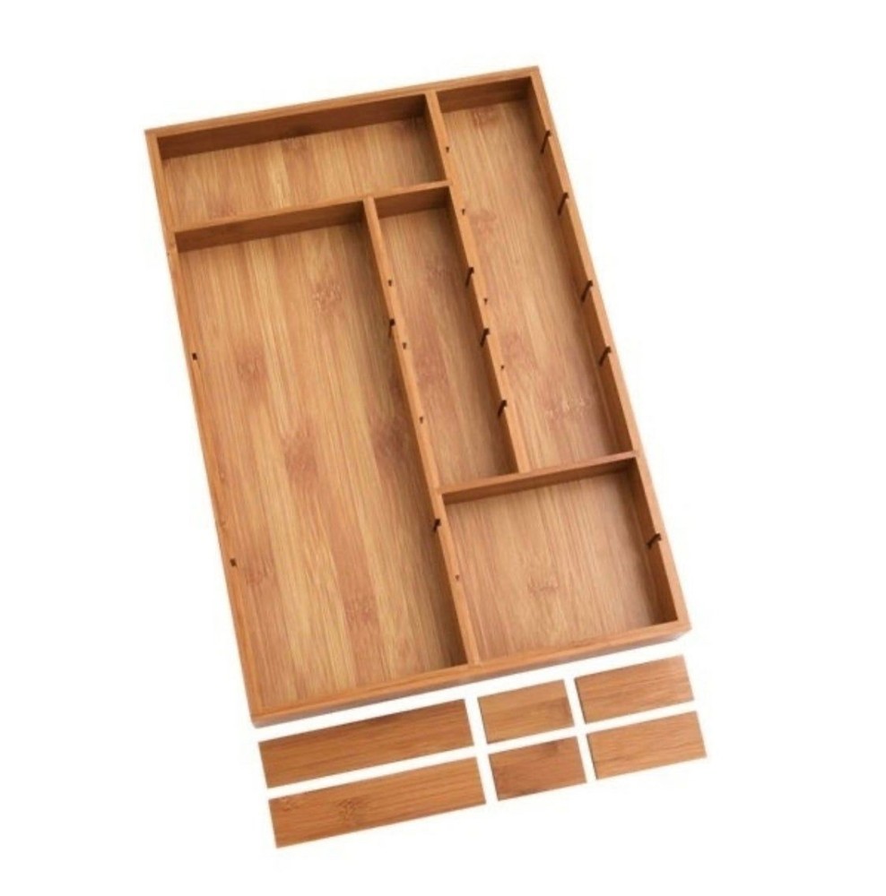 Bamboo Drawer Organizer Up to 11 Compartments (Bx 6)