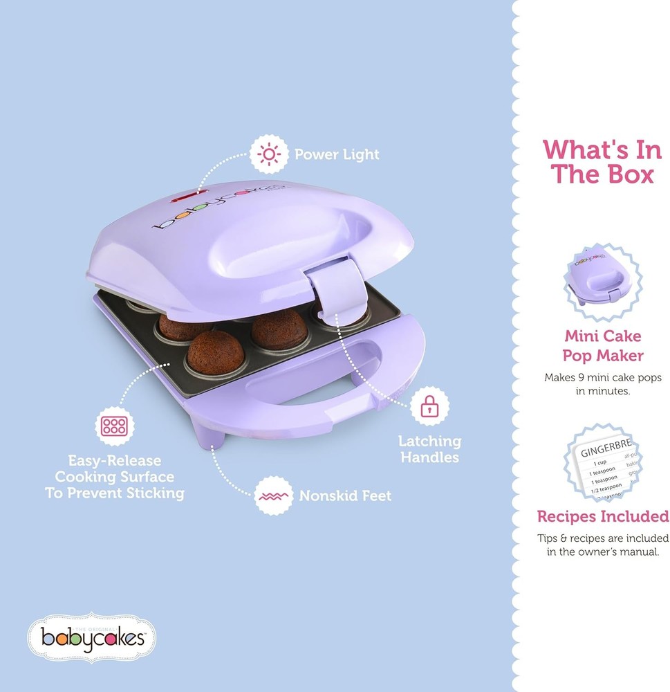 Mini Cake Pop Maker by Select Brands Easy-to-Use Machine Recipes Included