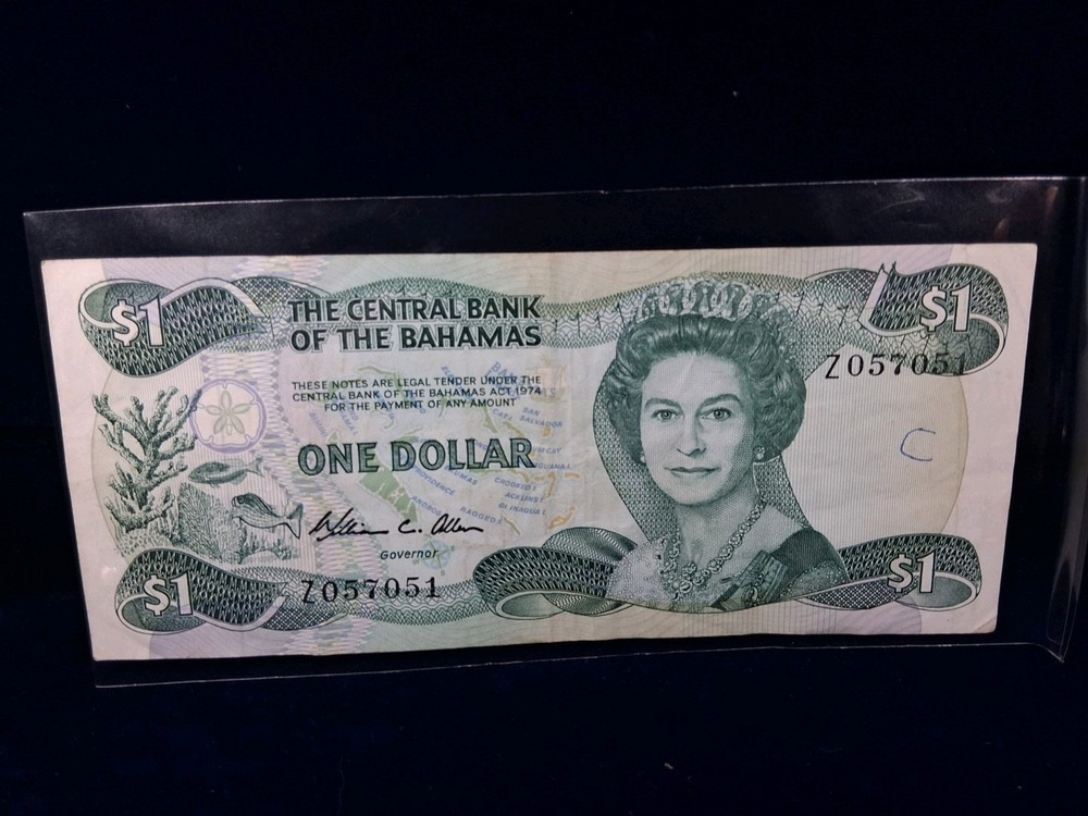 1974 BAHAMAS BANK NOTE ONE DOLAR