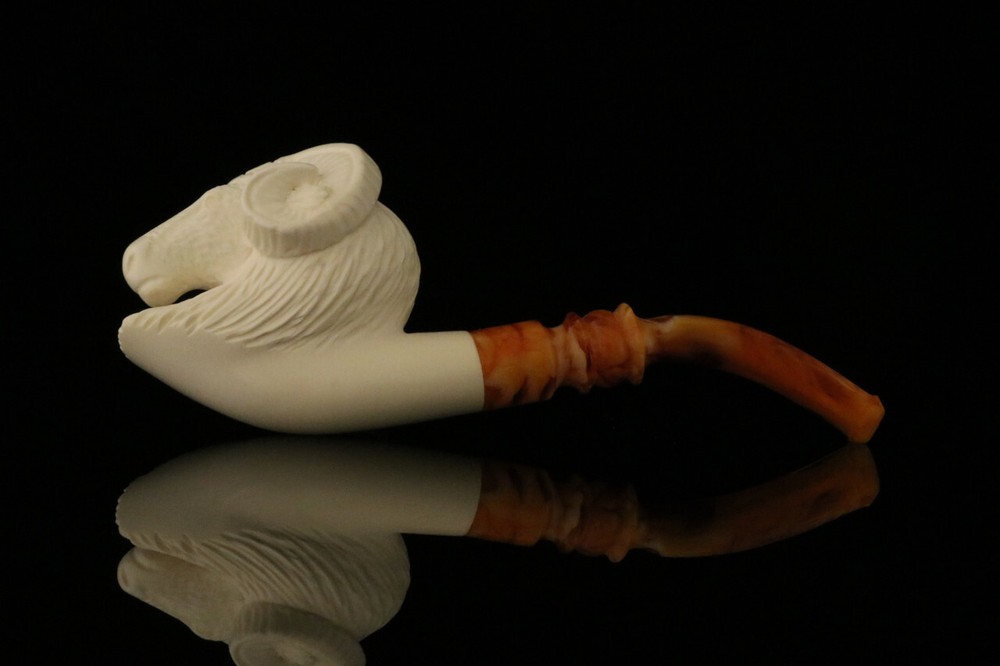 srv - Ram Block Meerschaum Pipe with custom case M2628