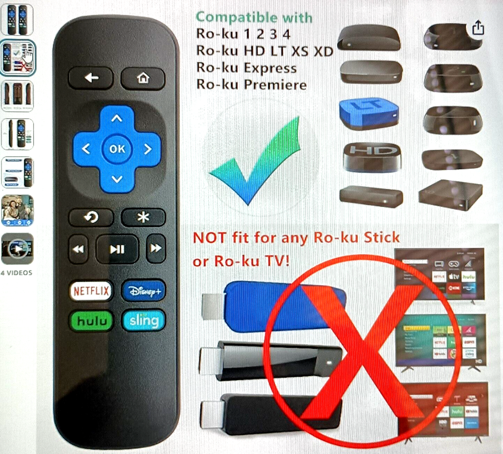 2Pack Universal Replacement Remote Control Compatible W Roku Express Box Player
