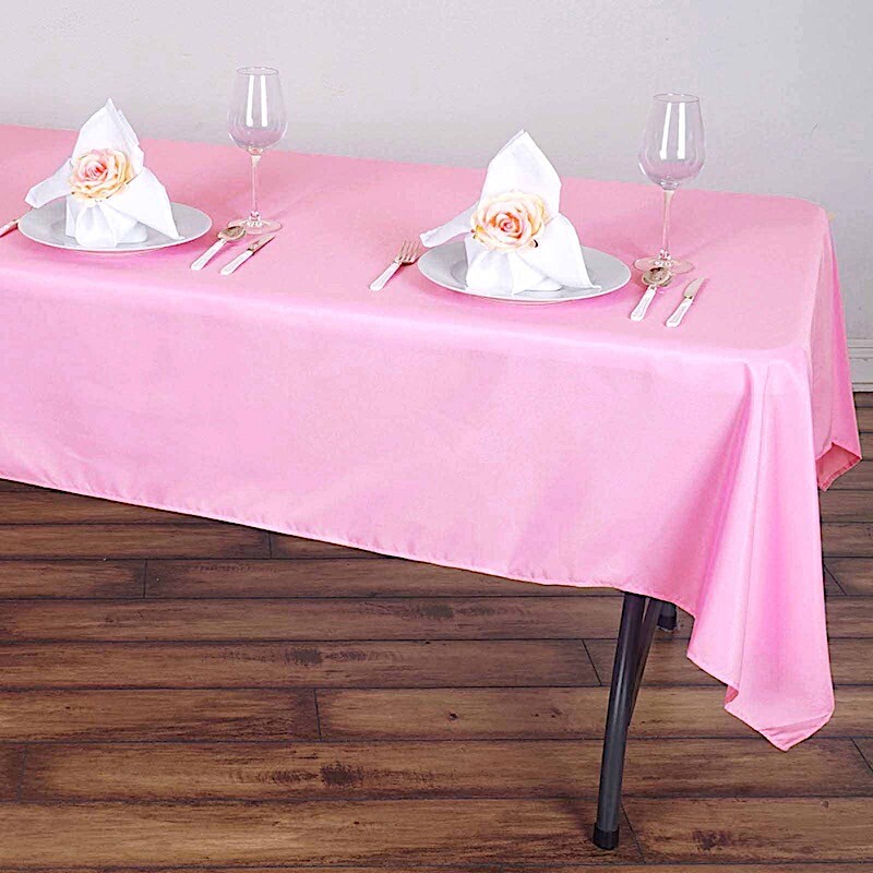 PINK 60x102" RECTANGLE POLYESTER TABLECLOTH Wedding Kitchen Catering Linens